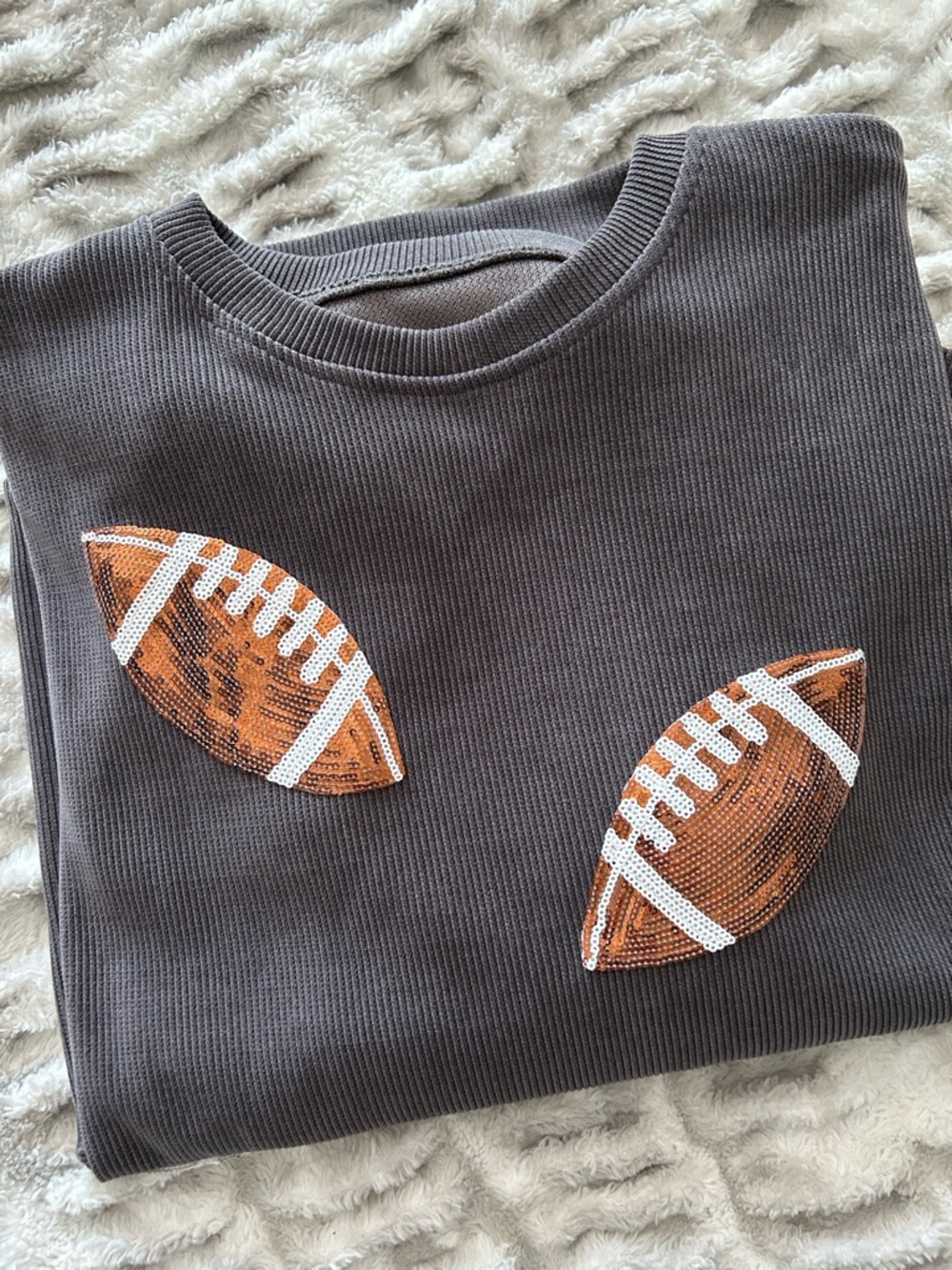 Sequin Football Sweatshirt - Dark Gray